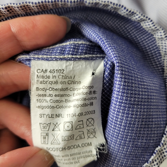 Scotch & Soda Blue Dot Button-Down Patch Elbow Shirt - Picture 9 of 12